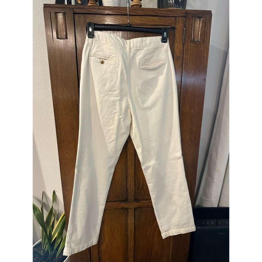Faherty Off-White High-Rise Straight Leg Pants Organic - Picture 5 of 7